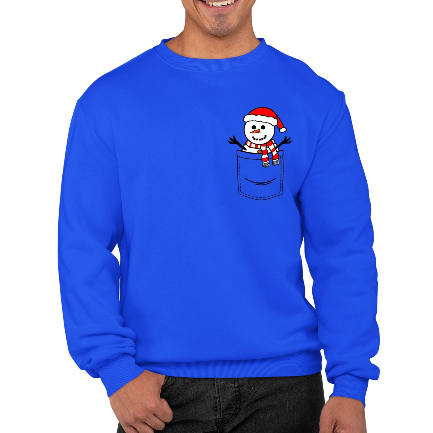 Snowman Pocket Print Christmas Mens Sweatshirt