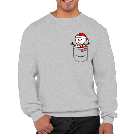 Snowman Pocket Print Christmas Mens Sweatshirt