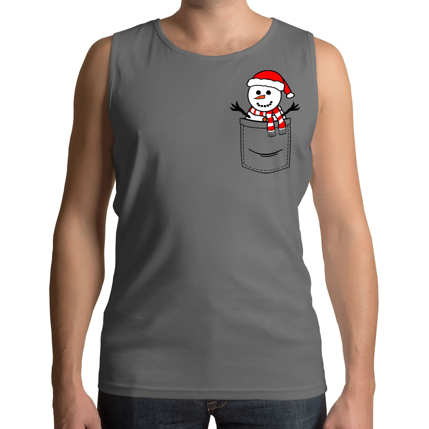 Snowman Pocket Print Christmas Mens Vest