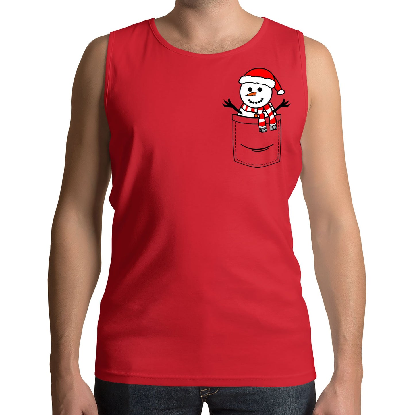 Snowman Pocket Print Christmas Mens Vest