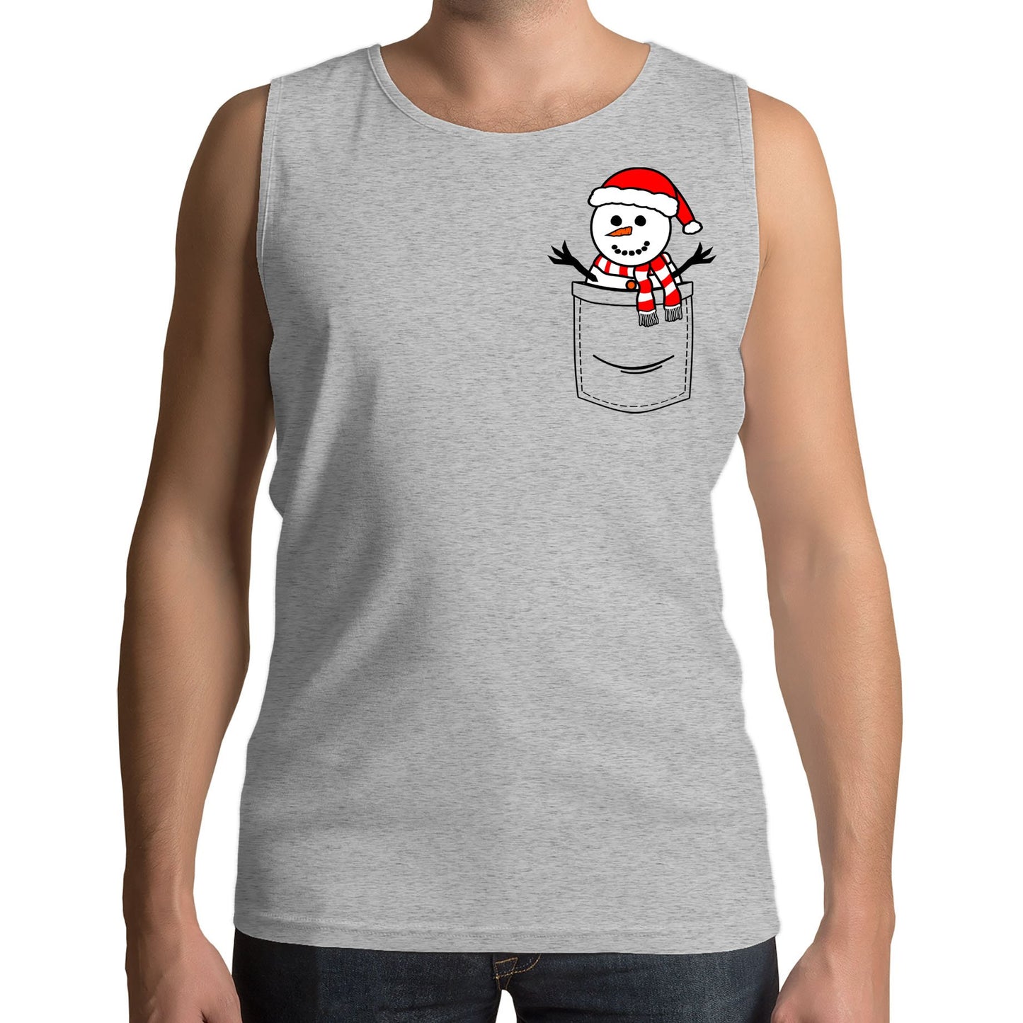 Snowman Pocket Print Christmas Mens Vest