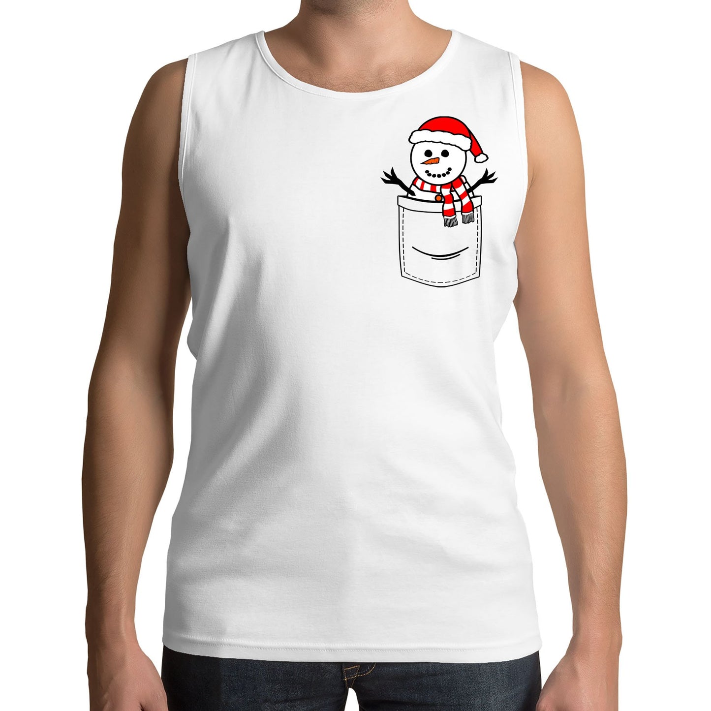 Snowman Pocket Print Christmas Mens Vest