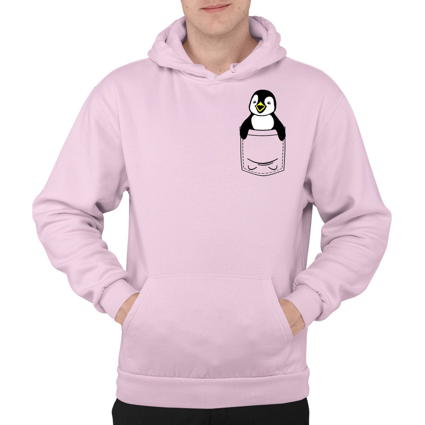 Penguin Pocket Print Mens Pullover Hoodie