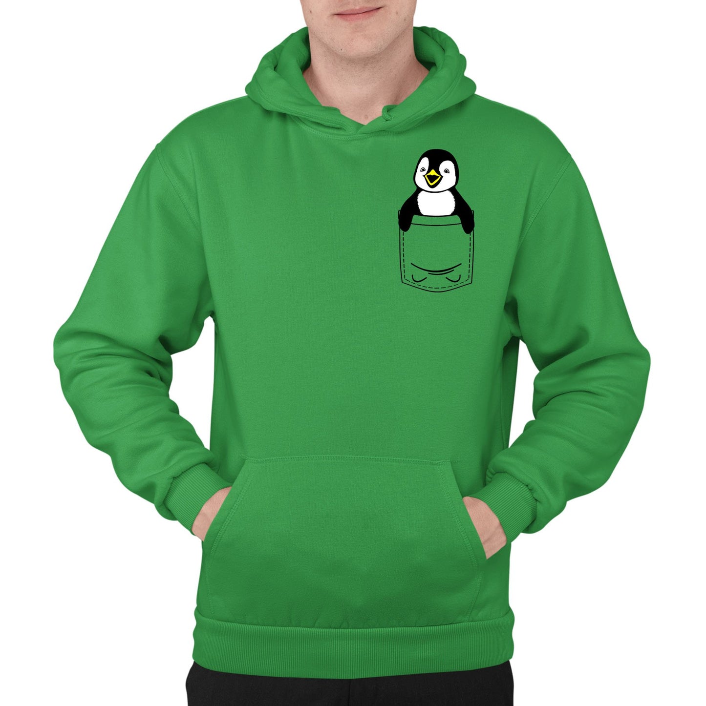 Penguin Pocket Print Mens Pullover Hoodie