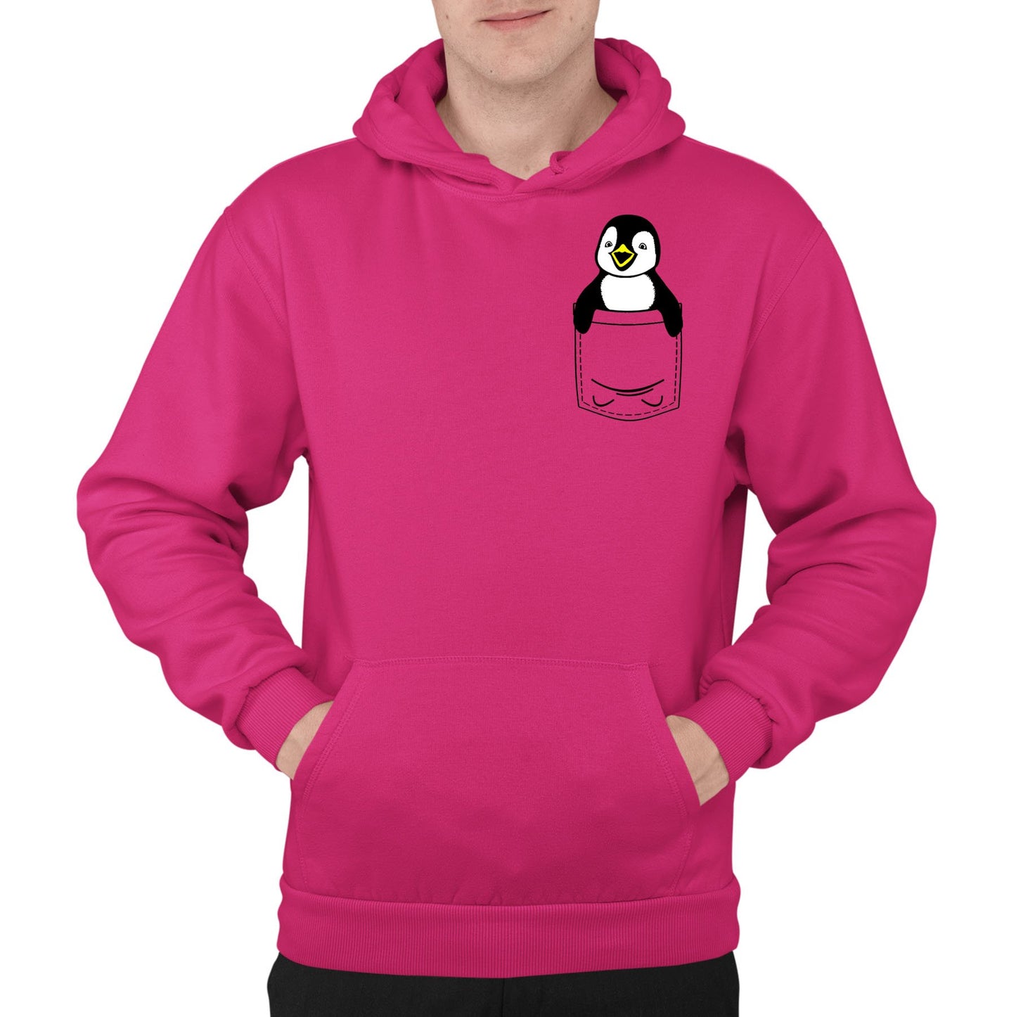 Penguin Pocket Print Mens Pullover Hoodie