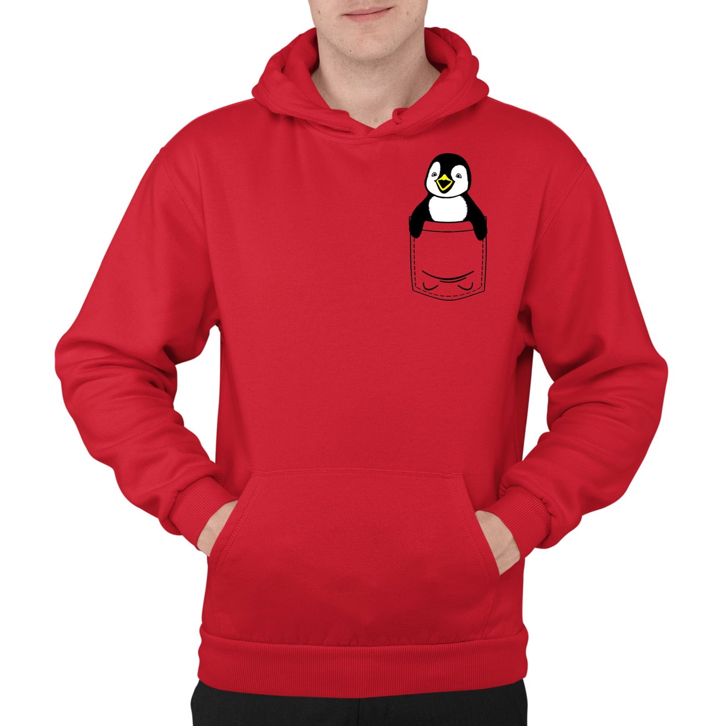 Penguin Pocket Print Mens Pullover Hoodie