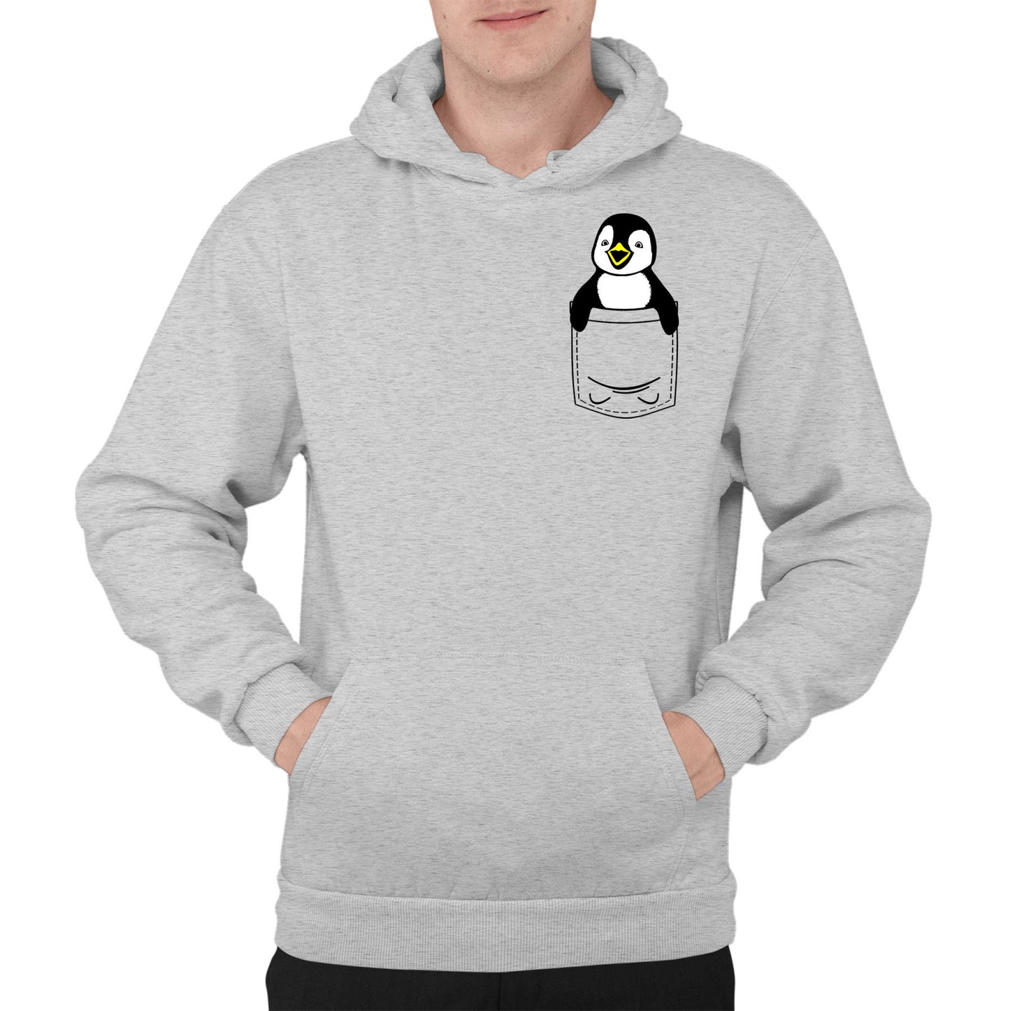 Penguin Pocket Print Mens Pullover Hoodie