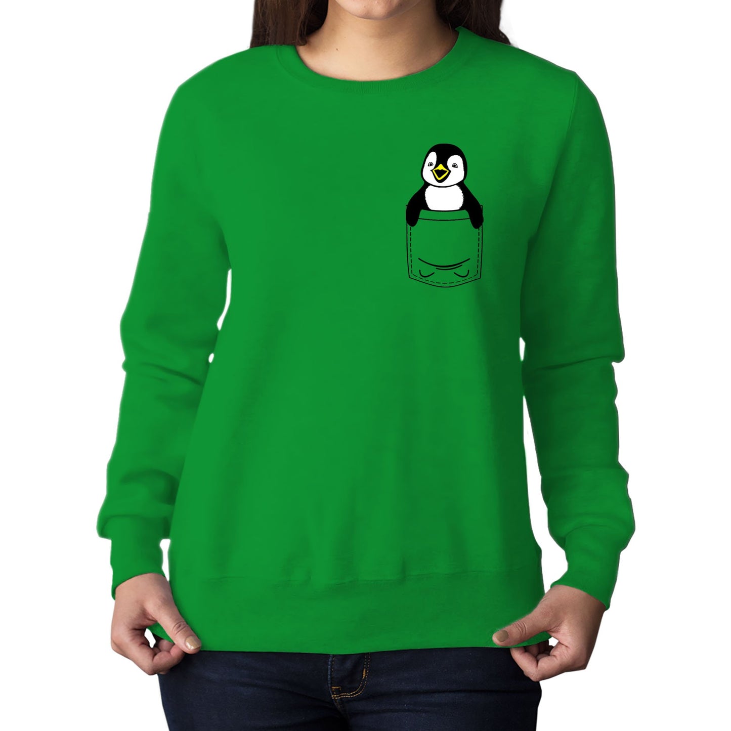 Penguin Pocket Print Womens Sweatshirt