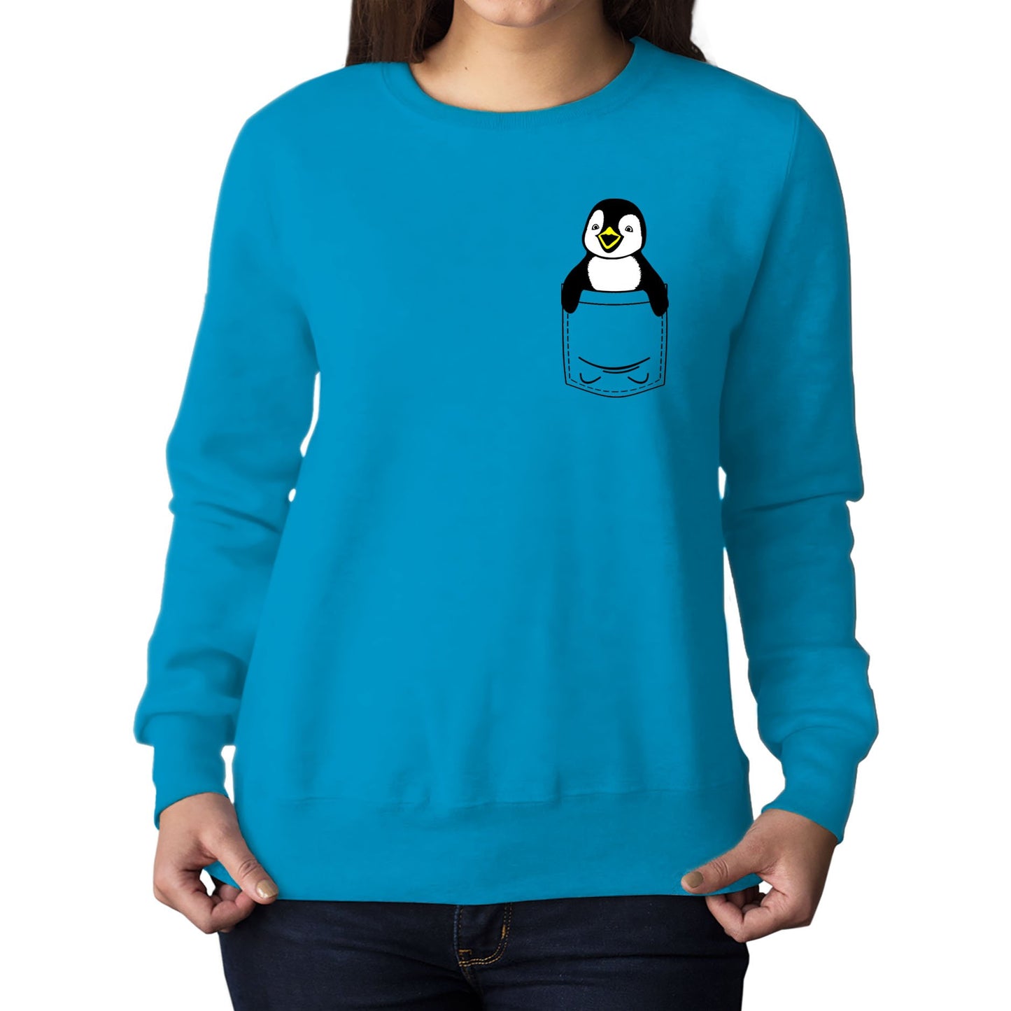 Penguin Pocket Print Womens Sweatshirt