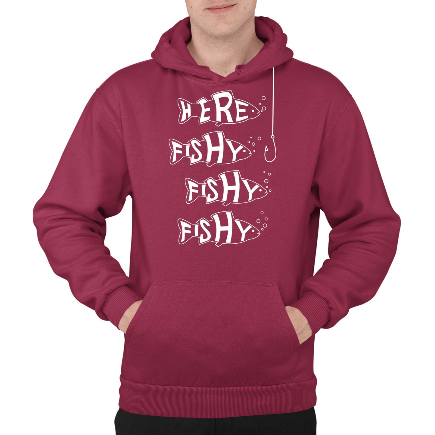 Here Fishy Fishy Fishy Mens Pullover Hoodie