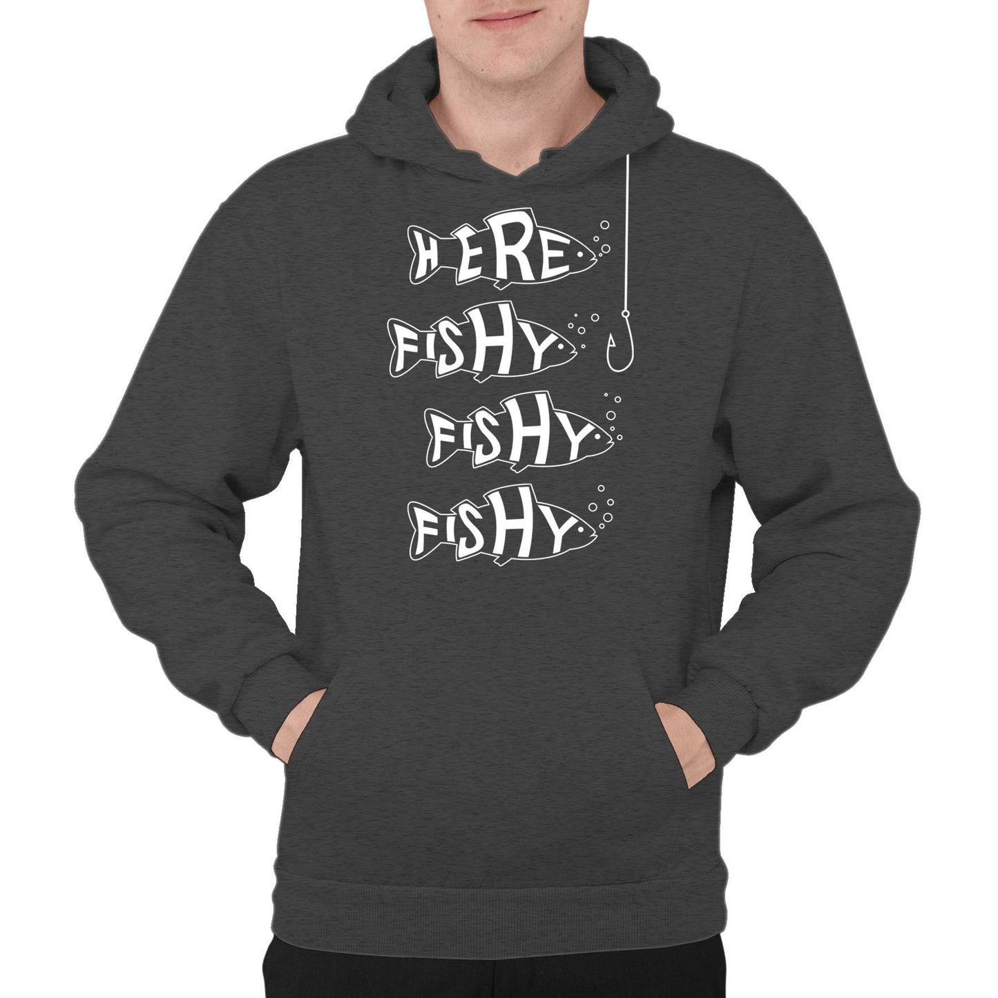 Here Fishy Fishy Fishy Mens Pullover Hoodie