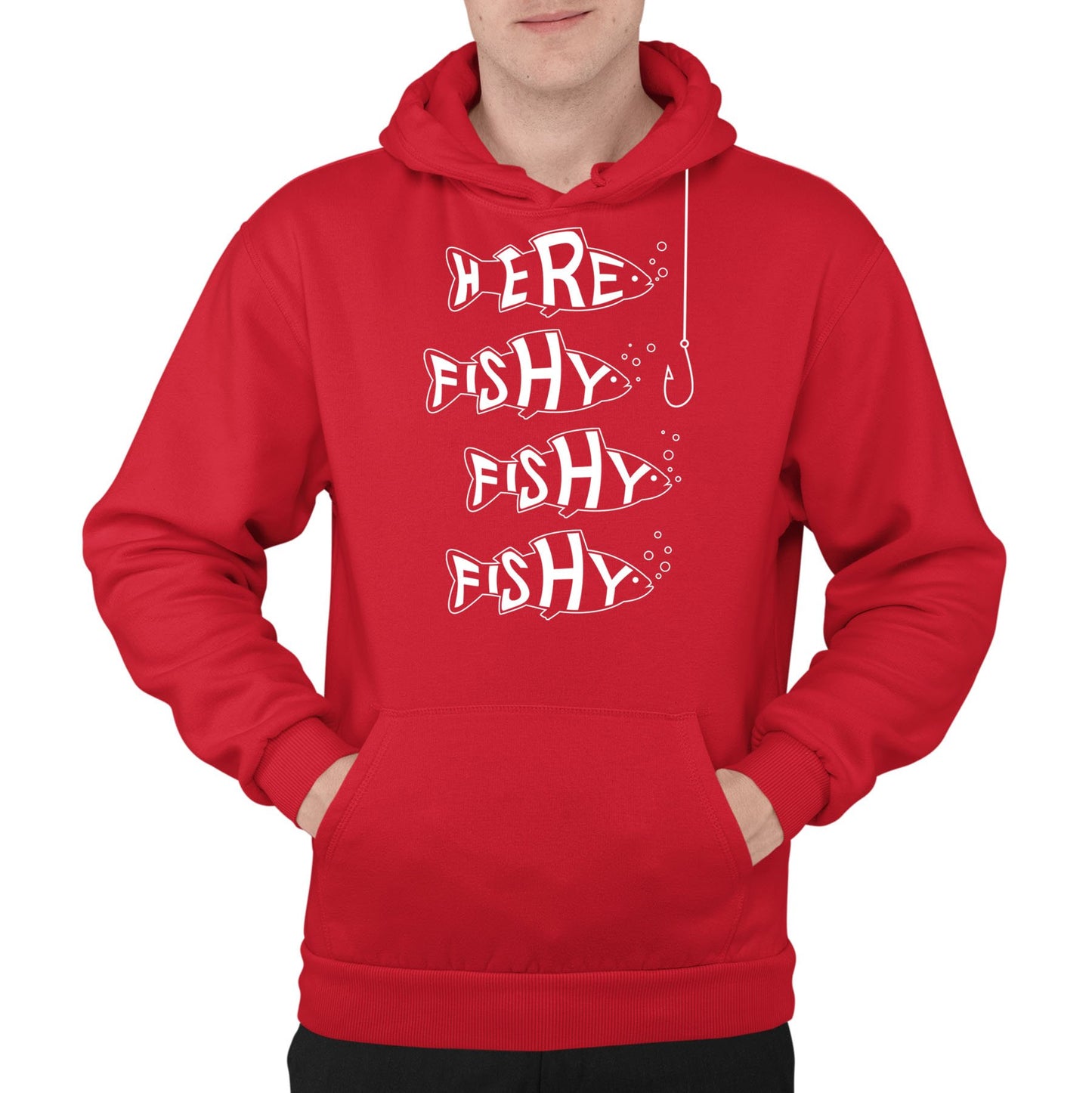 Here Fishy Fishy Fishy Mens Pullover Hoodie