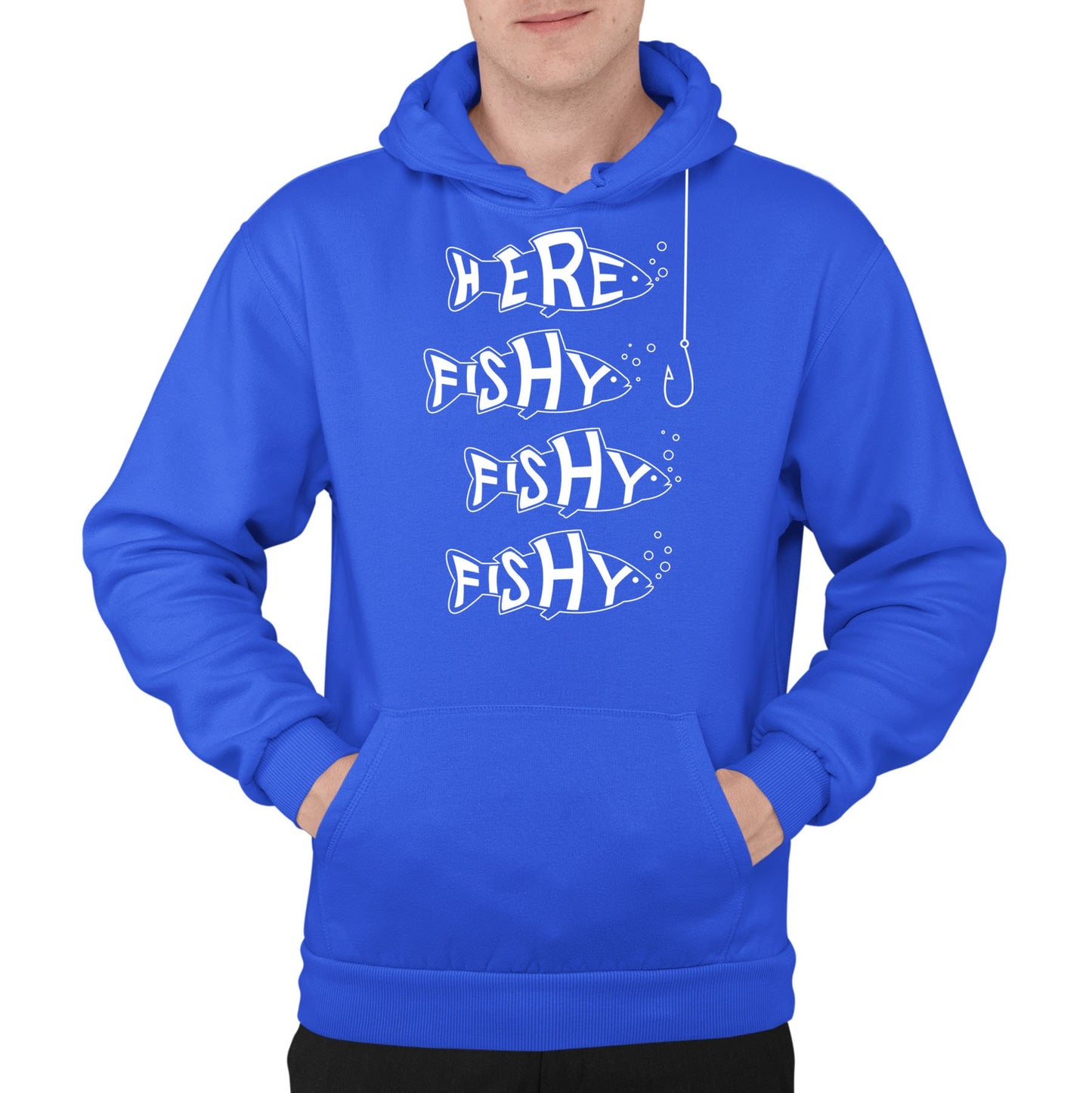 Here Fishy Fishy Fishy Mens Pullover Hoodie