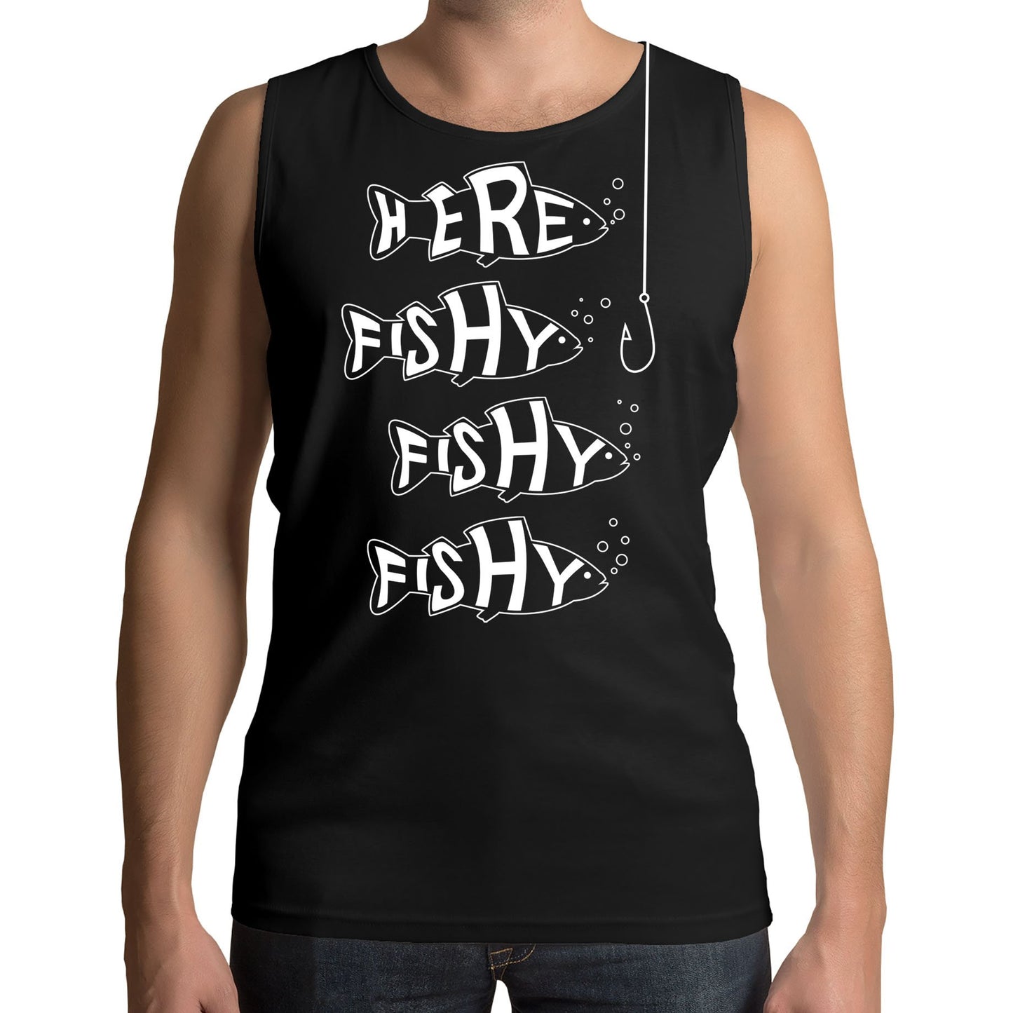 Here Fishy Fishy Fishy Mens Vest