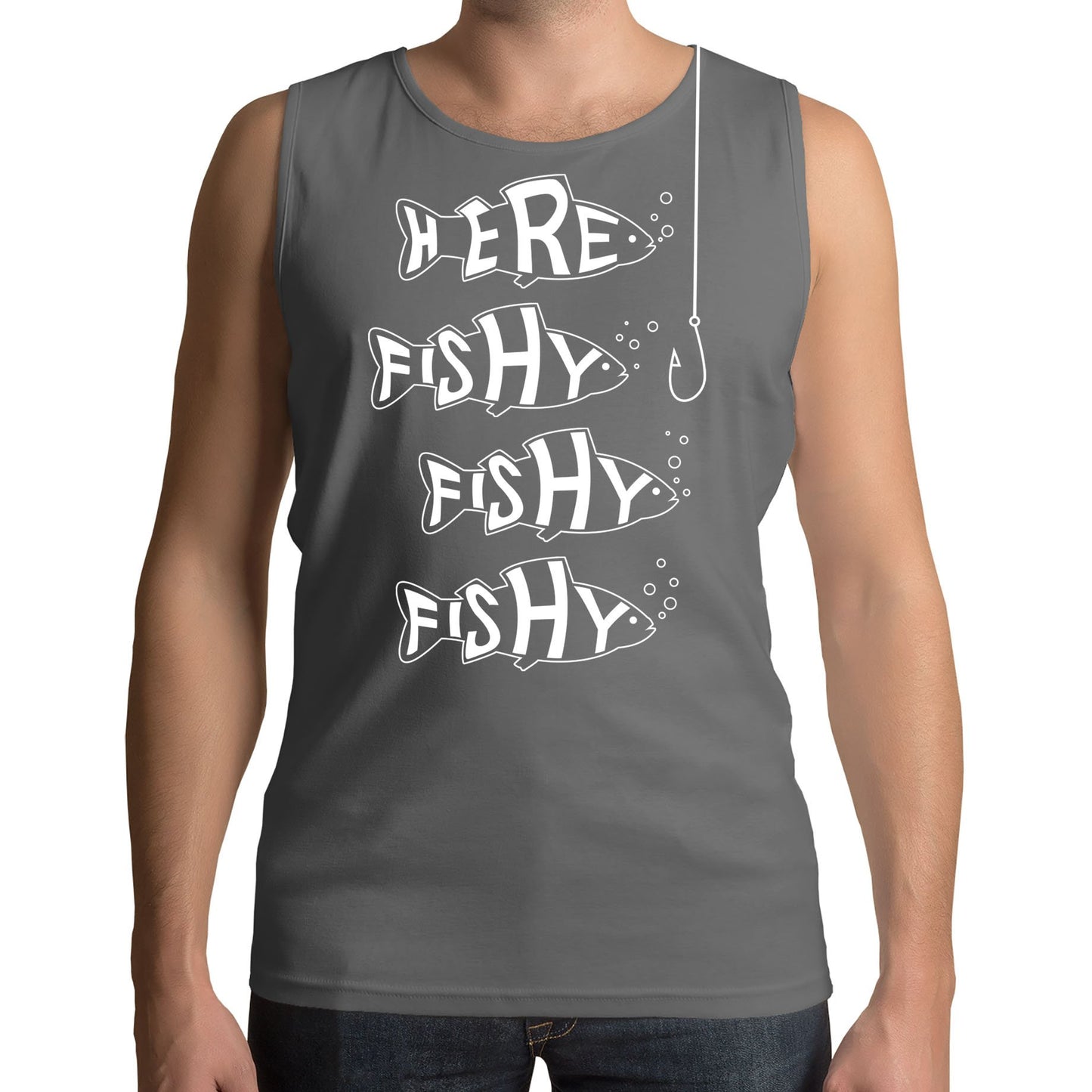 Here Fishy Fishy Fishy Mens Vest