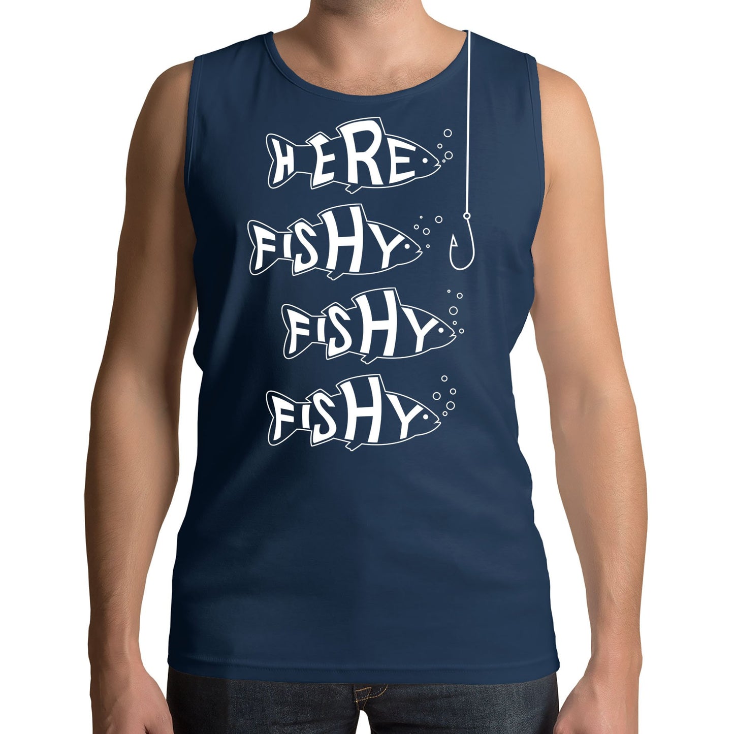 Here Fishy Fishy Fishy Mens Vest