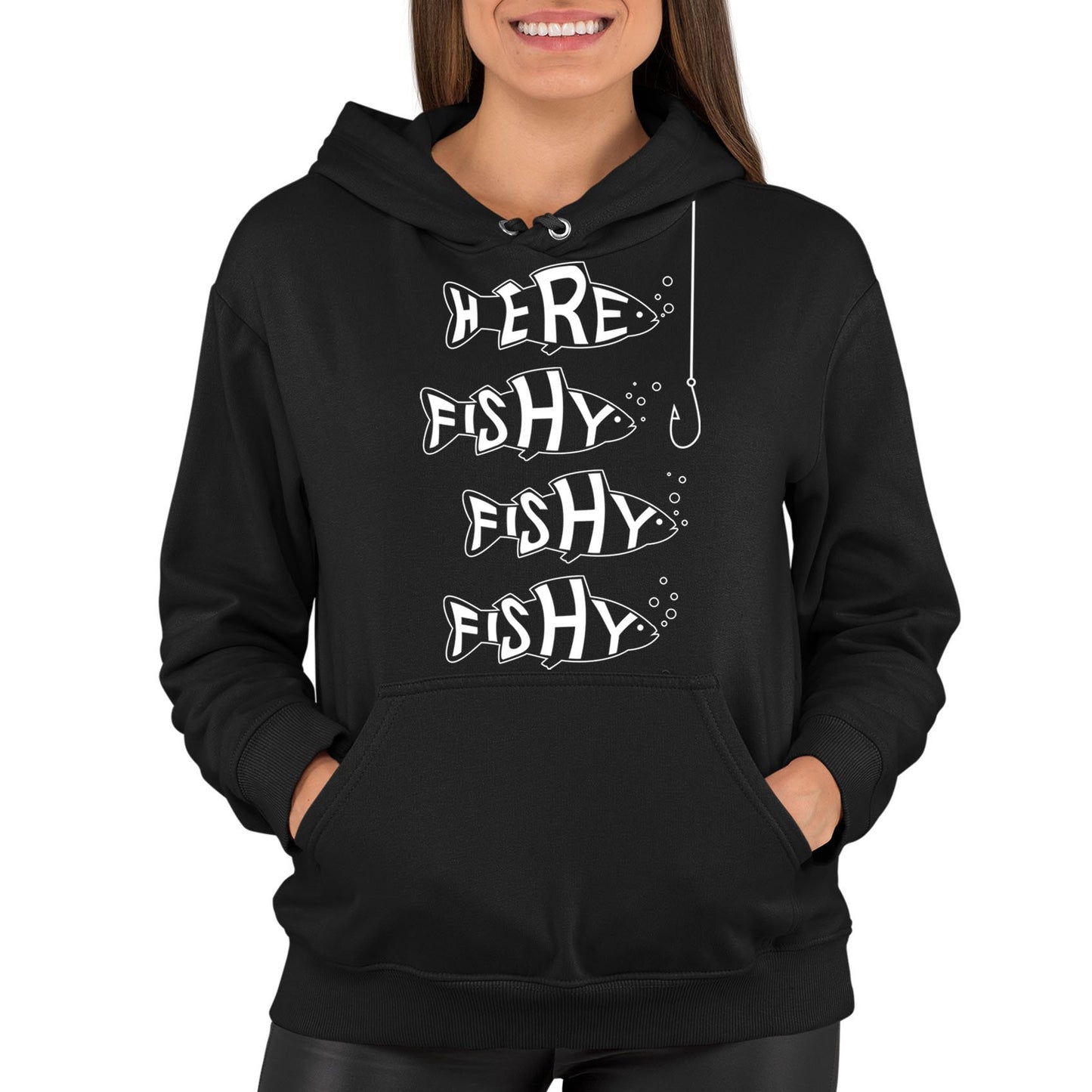 Here Fishy Fishy Fishy Womens Pullover Hoodie