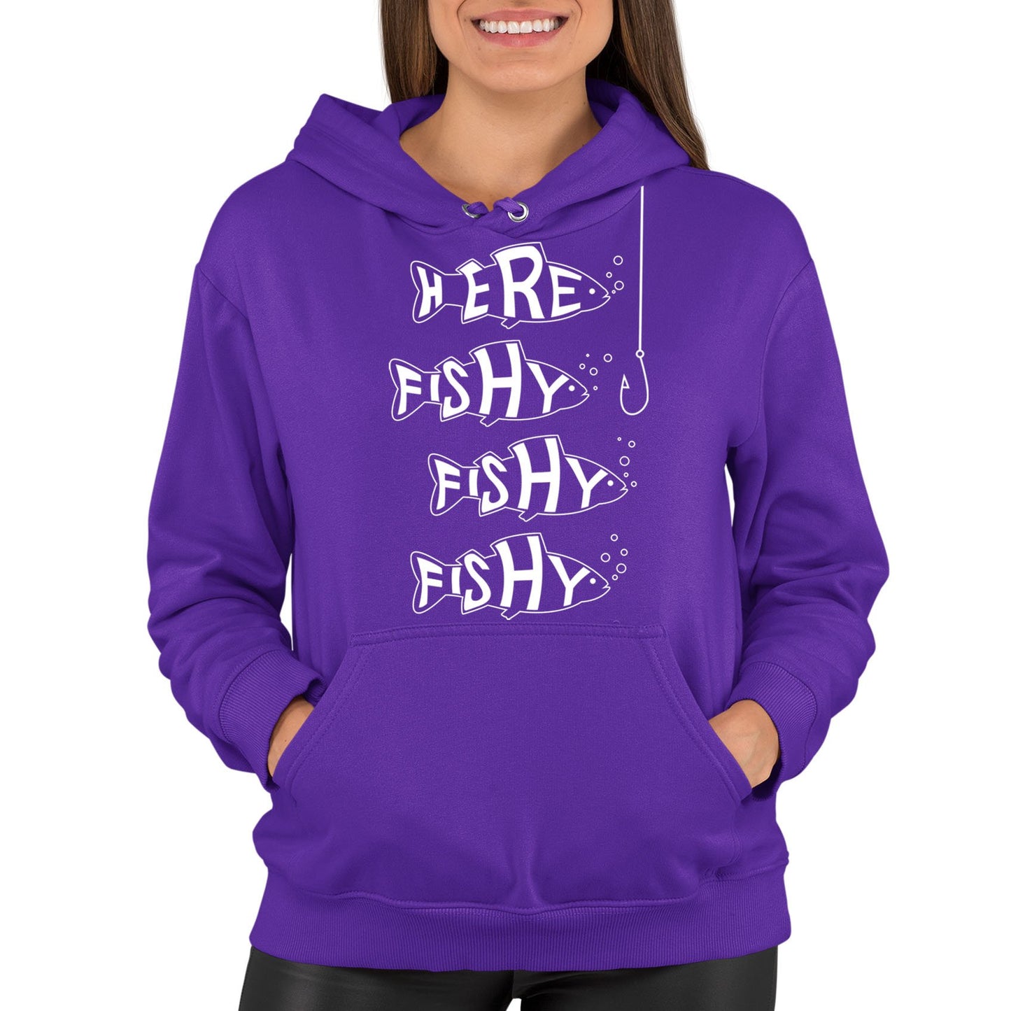 Here Fishy Fishy Fishy Womens Pullover Hoodie