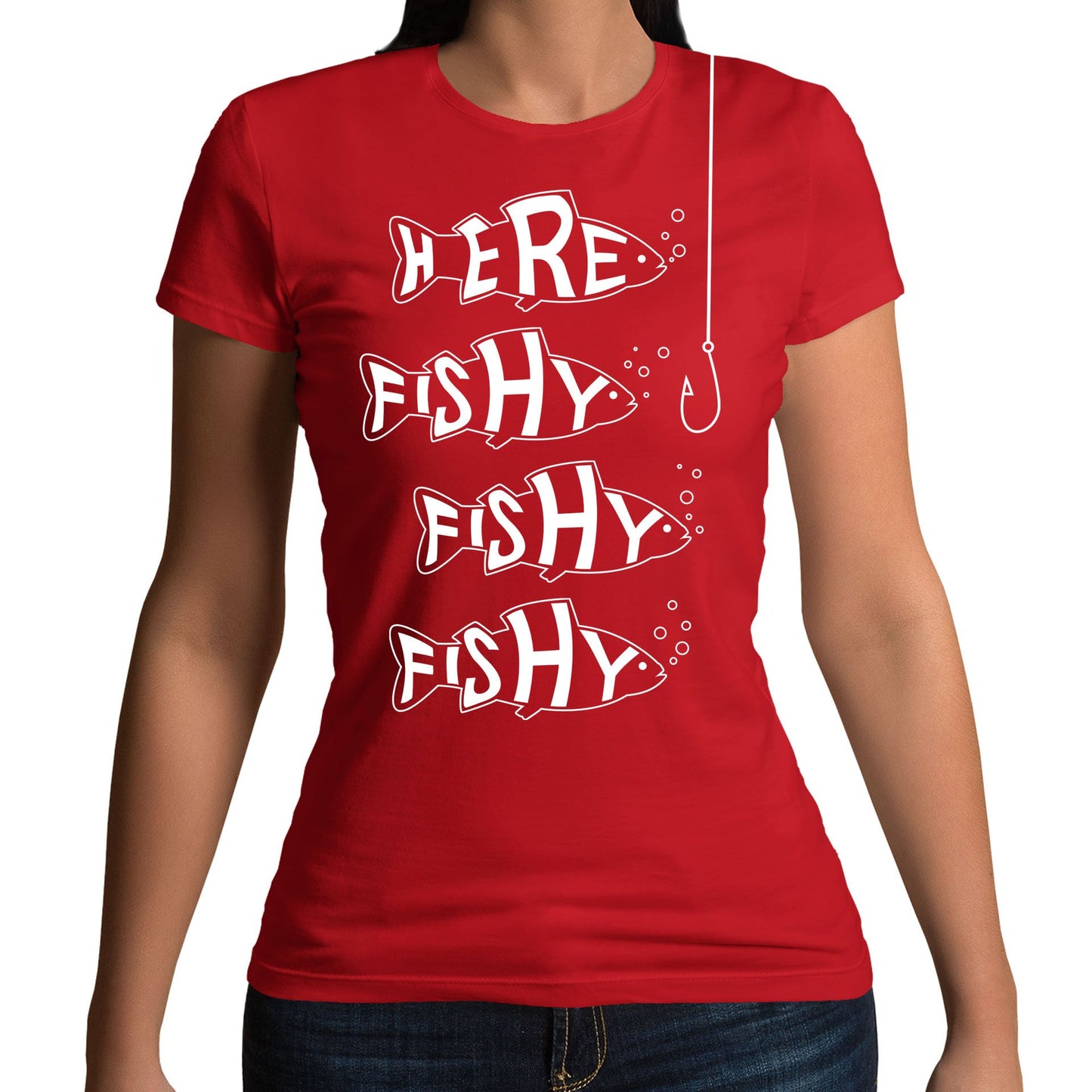 Here Fishy Fishy Fishy Womens T-shirt