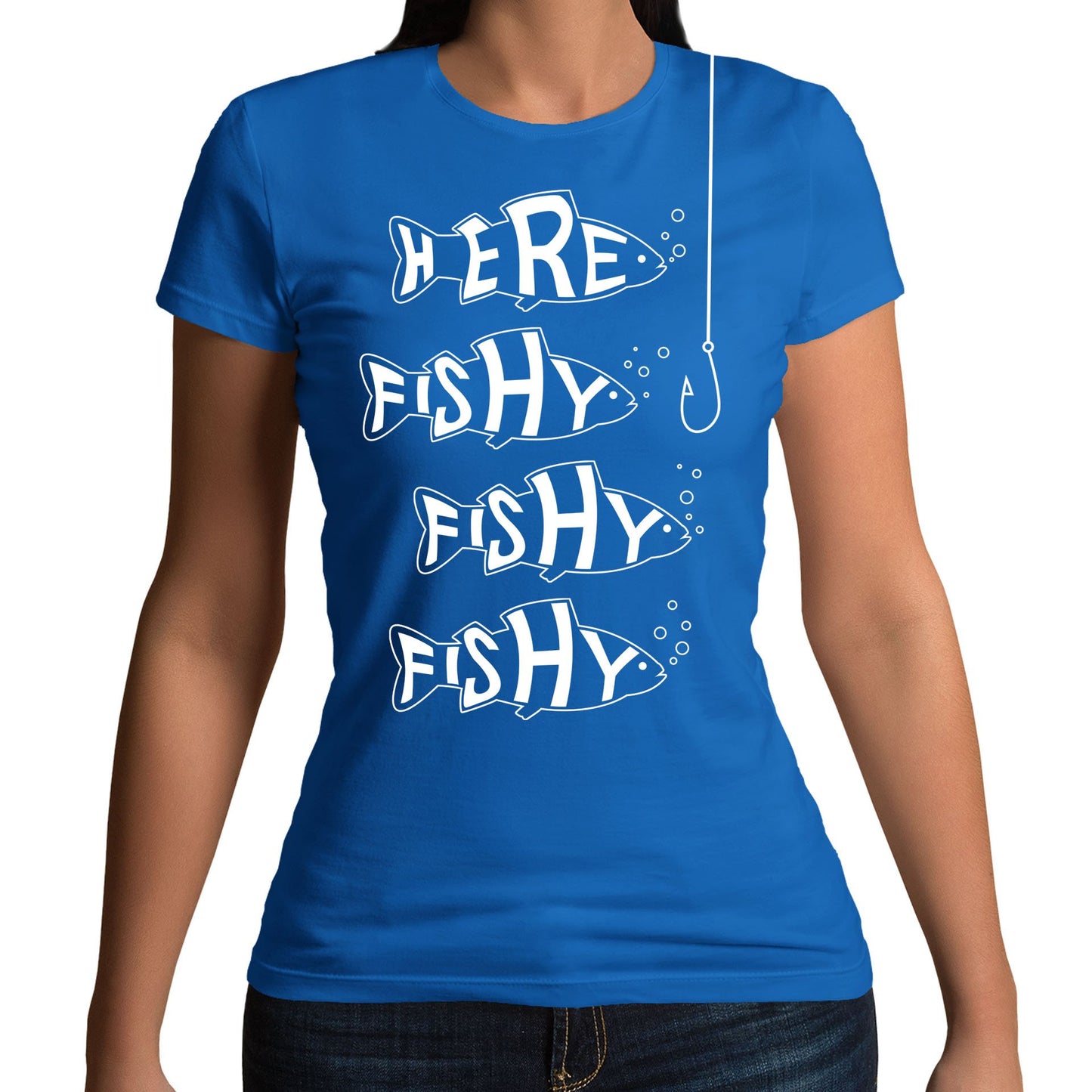 Here Fishy Fishy Fishy Womens T-shirt