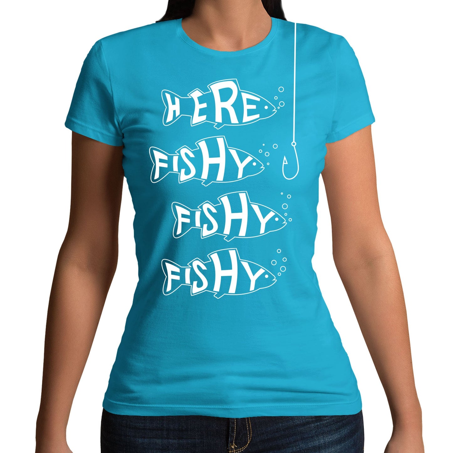 Here Fishy Fishy Fishy Womens T-shirt