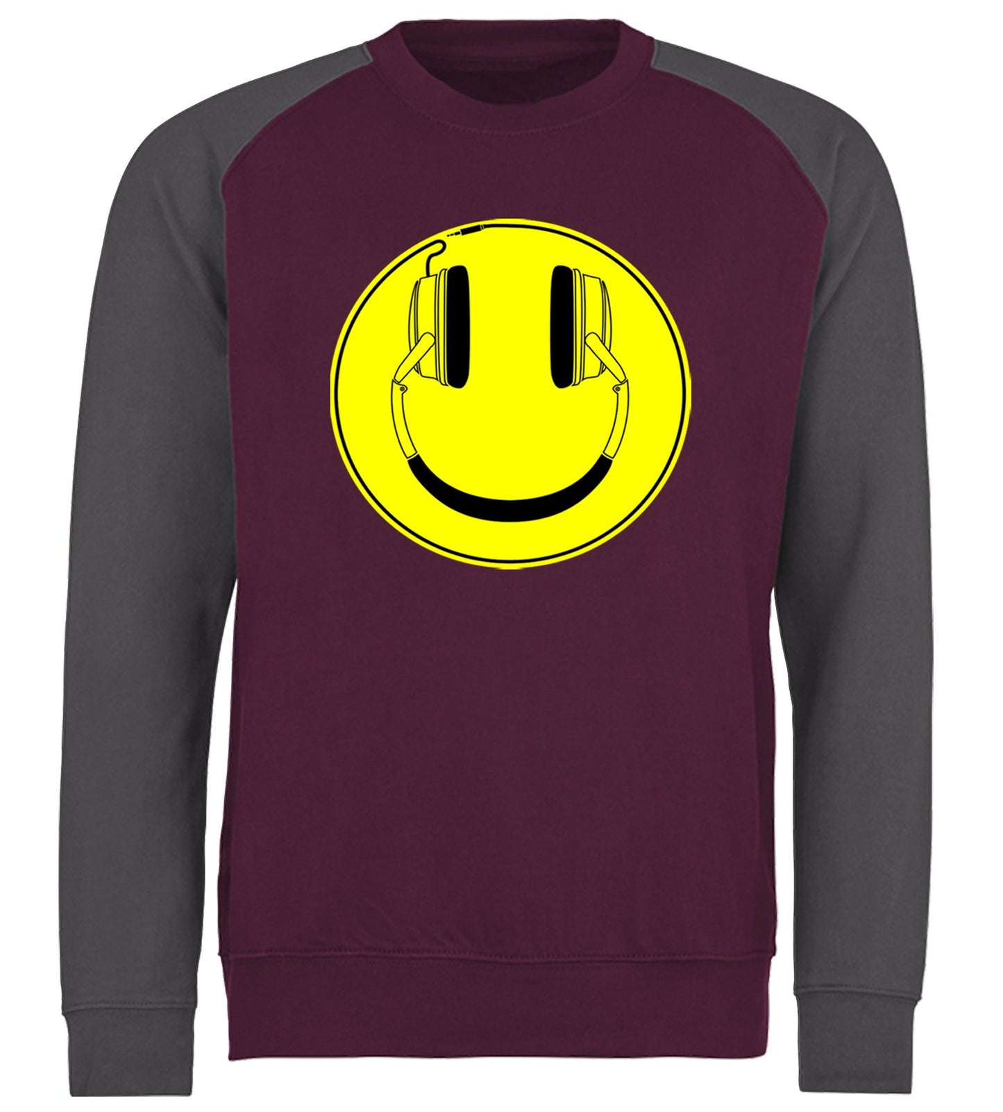 Headphones Smile Face Baseball Sweatshirt