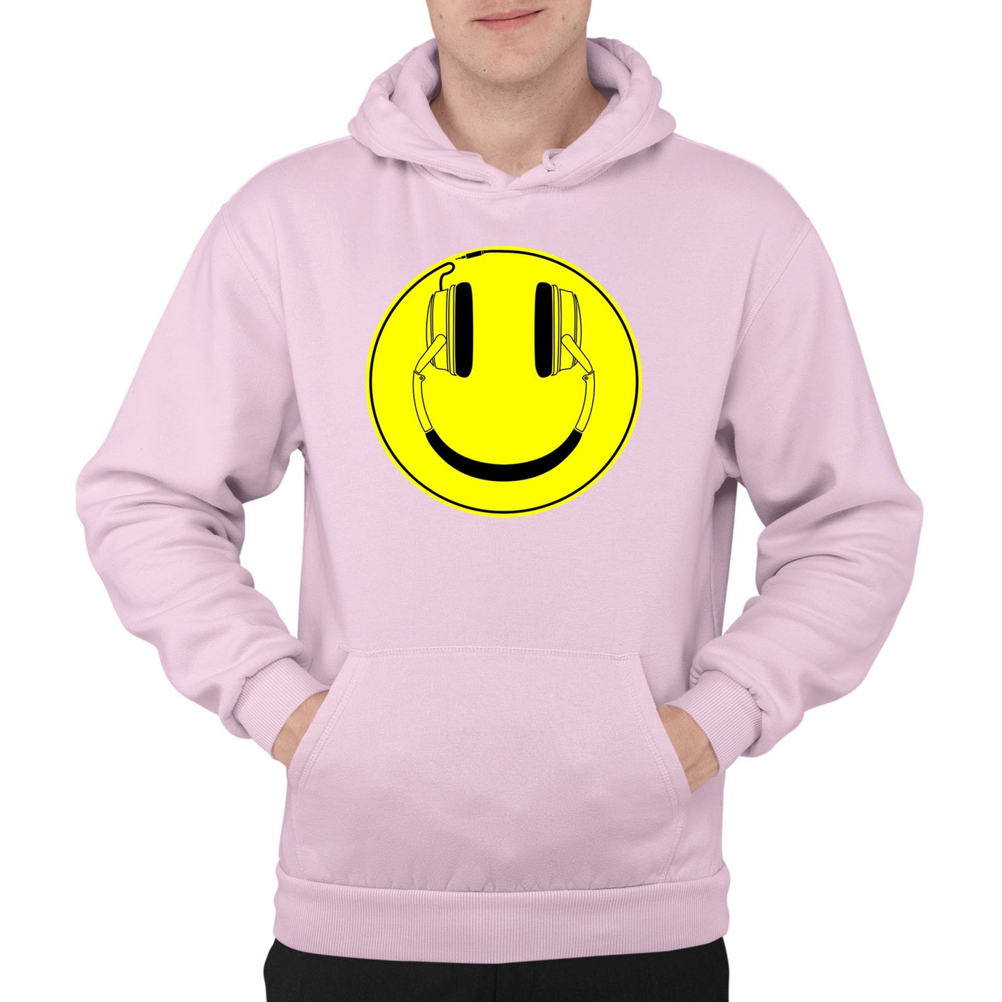 Headphones Smile Face Mens Pullover Hoodie