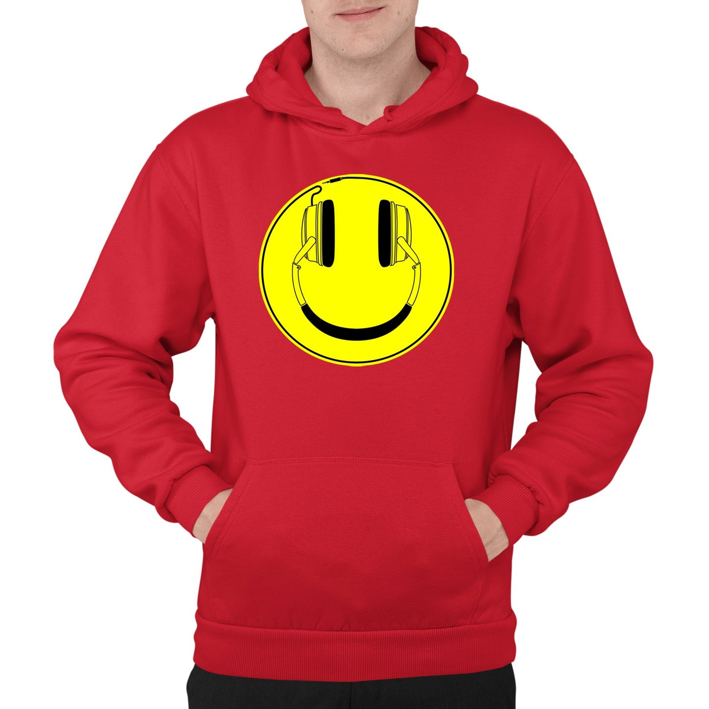 Headphones Smile Face Mens Pullover Hoodie