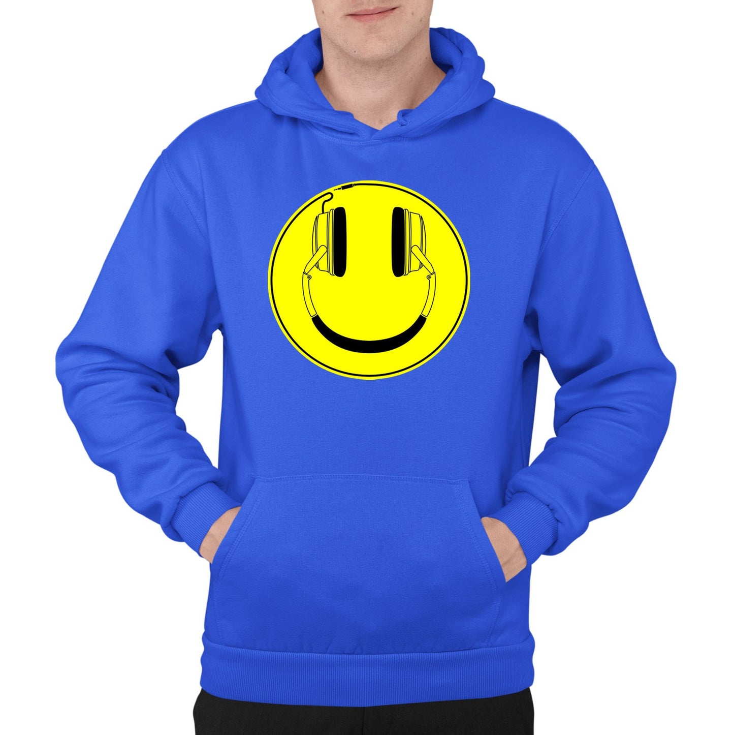 Headphones Smile Face Mens Pullover Hoodie