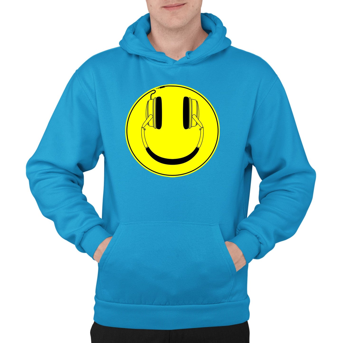 Headphones Smile Face Mens Pullover Hoodie