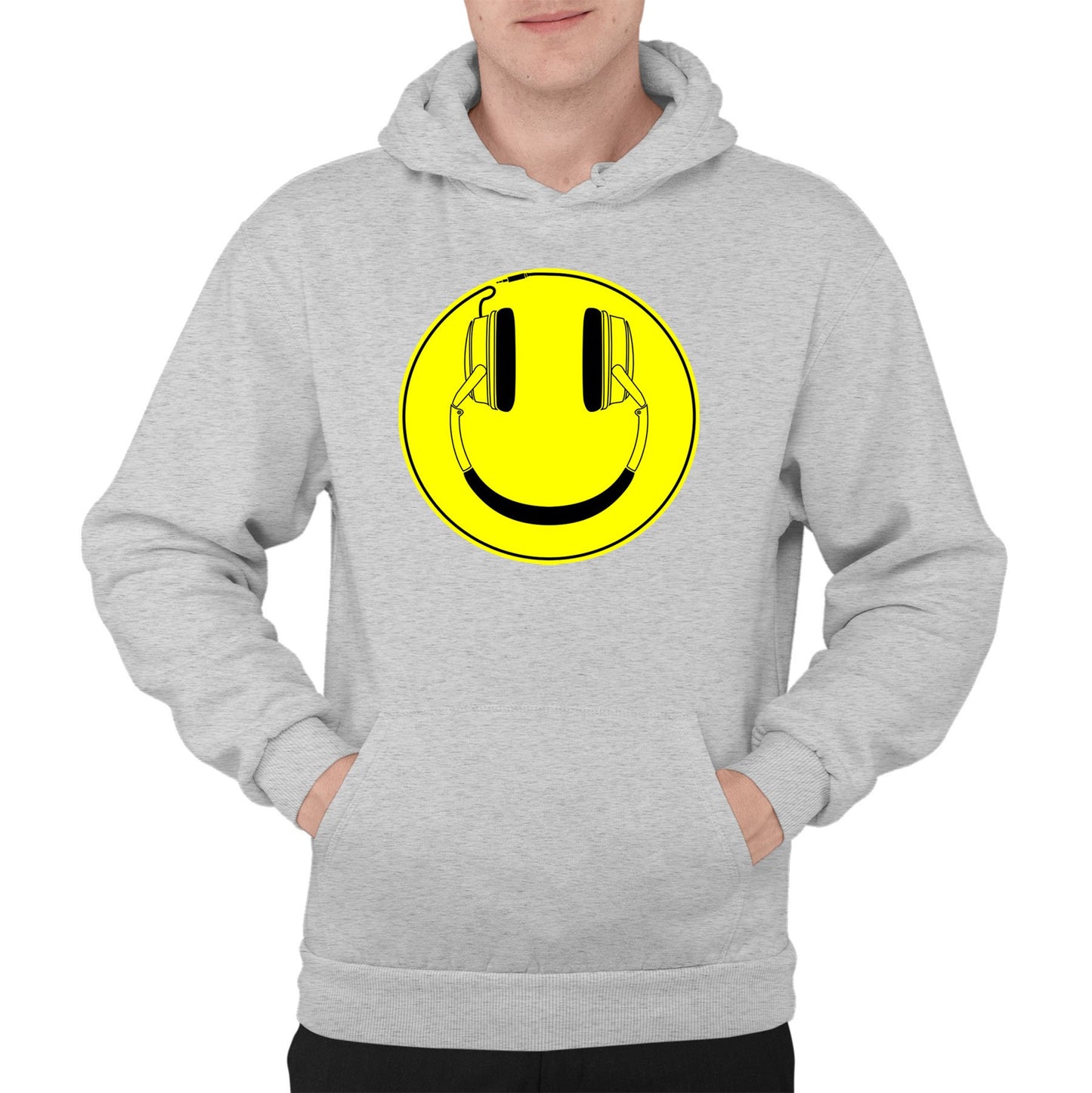 Headphones Smile Face Mens Pullover Hoodie