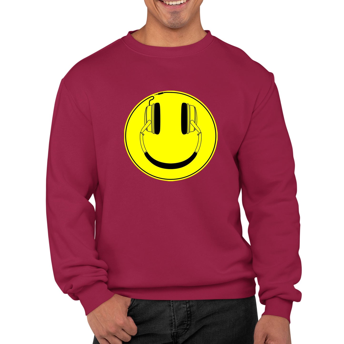 Headphones Smile Face Mens Sweatshirt