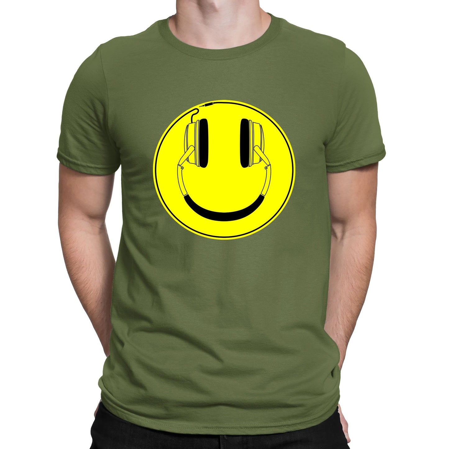 Headphones Smile Face Mens T-shirt