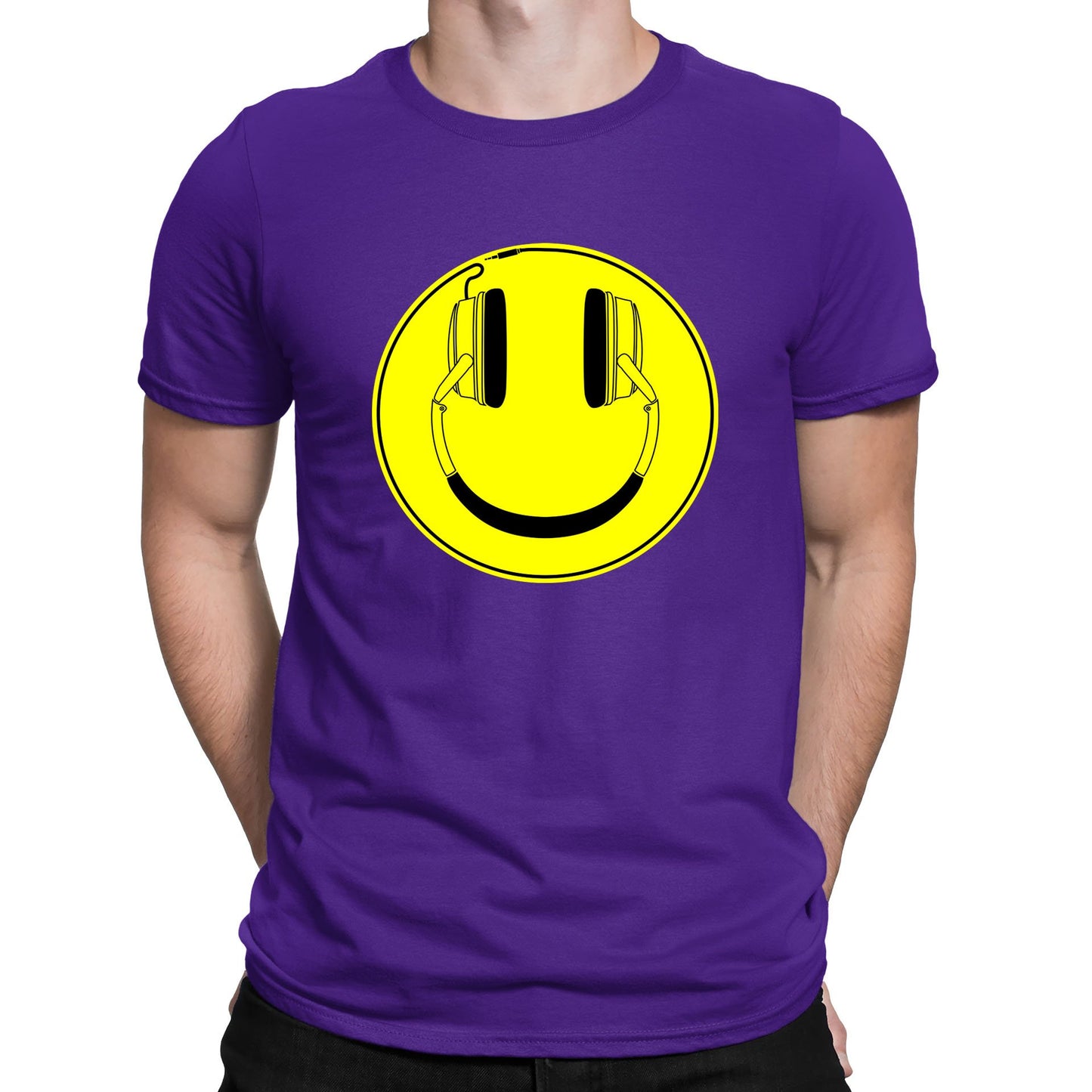 Headphones Smile Face Mens T-shirt