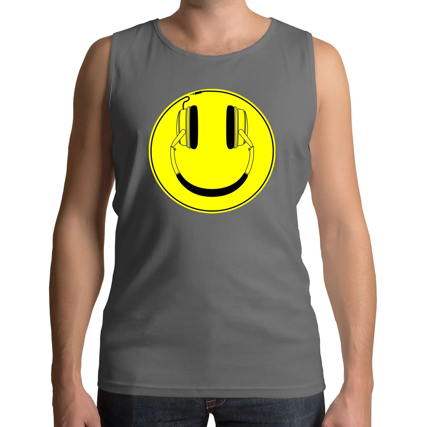 Headphones Smile Face Mens Vest