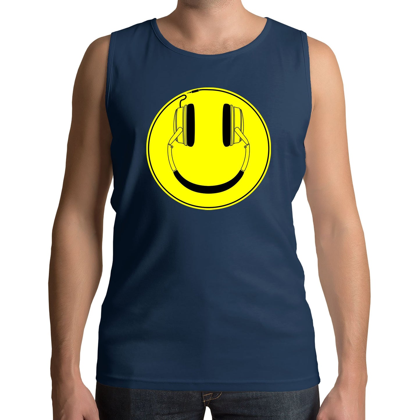 Headphones Smile Face Mens Vest