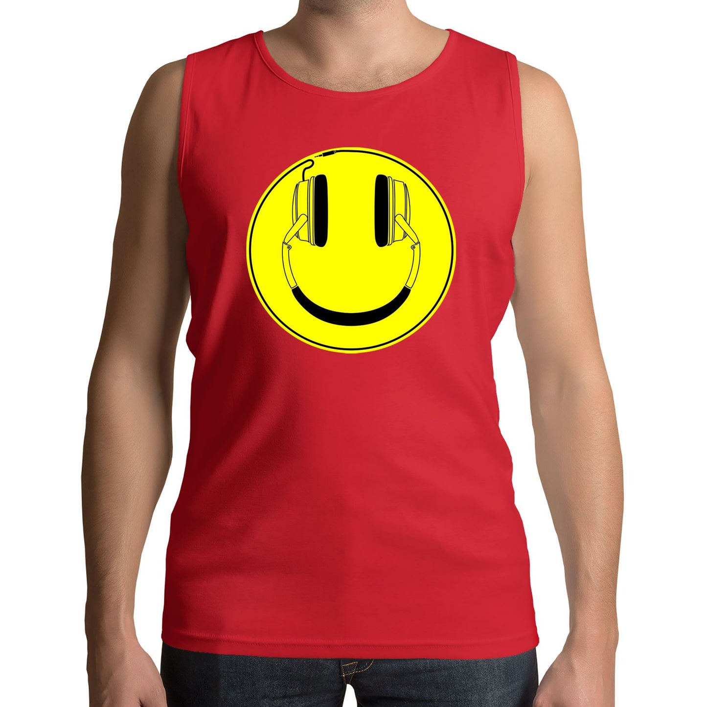 Headphones Smile Face Mens Vest