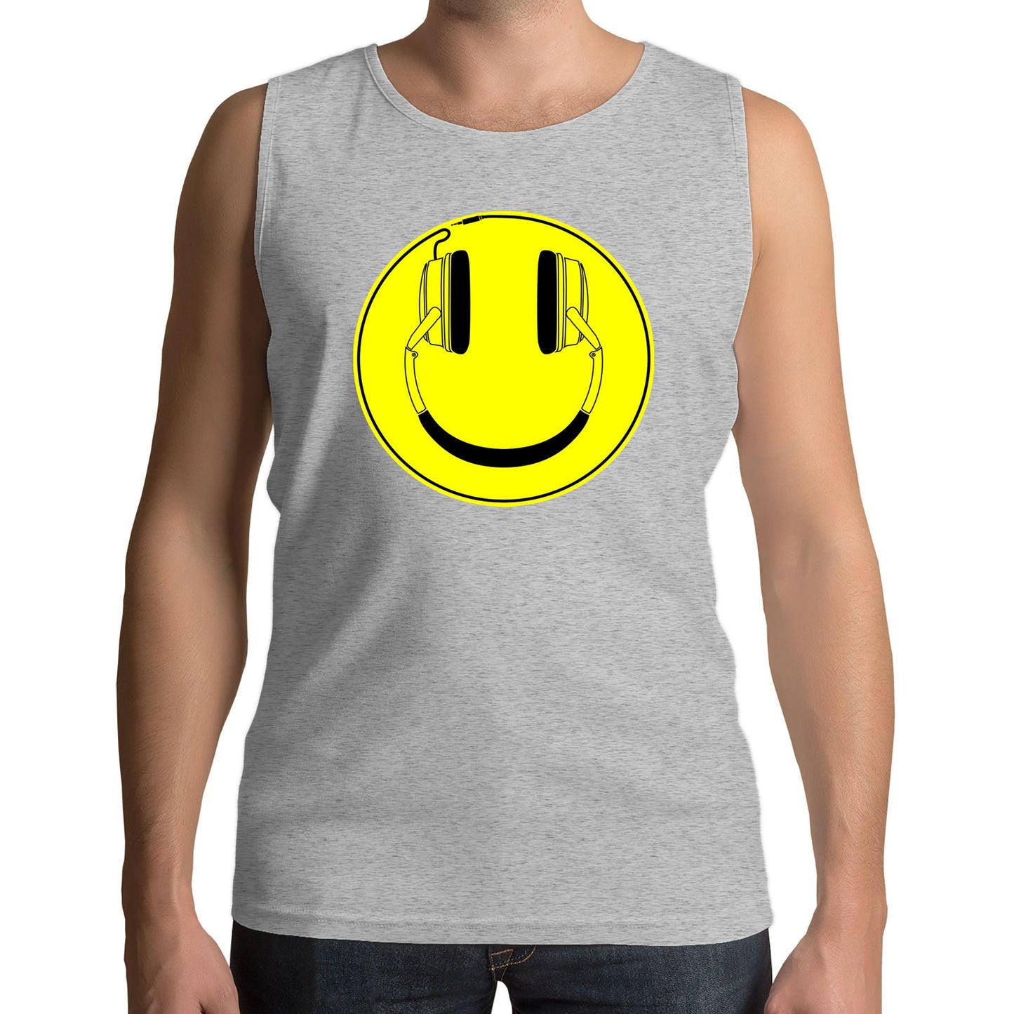 Headphones Smile Face Mens Vest