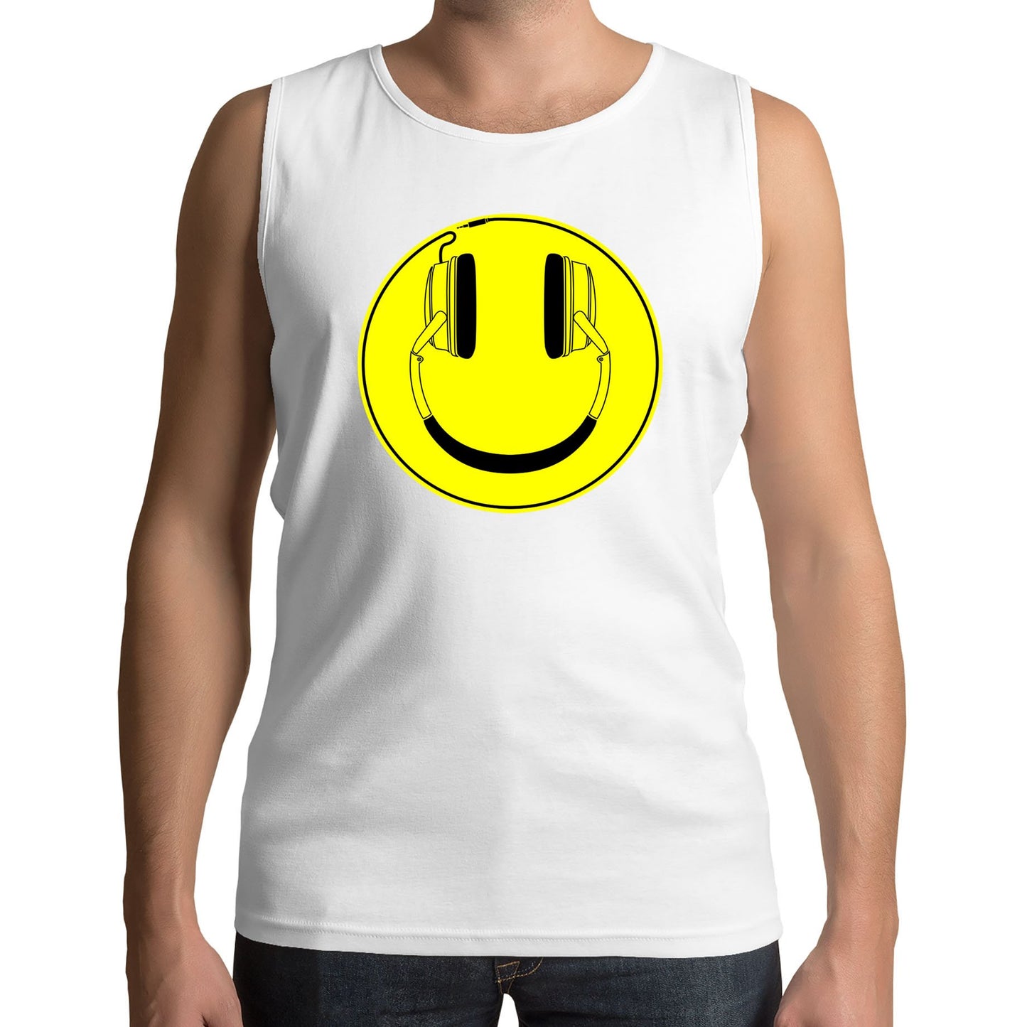 Headphones Smile Face Mens Vest