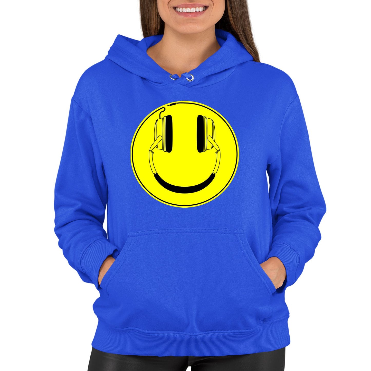 Headphones Smile Face Womens Pullover Hoodie