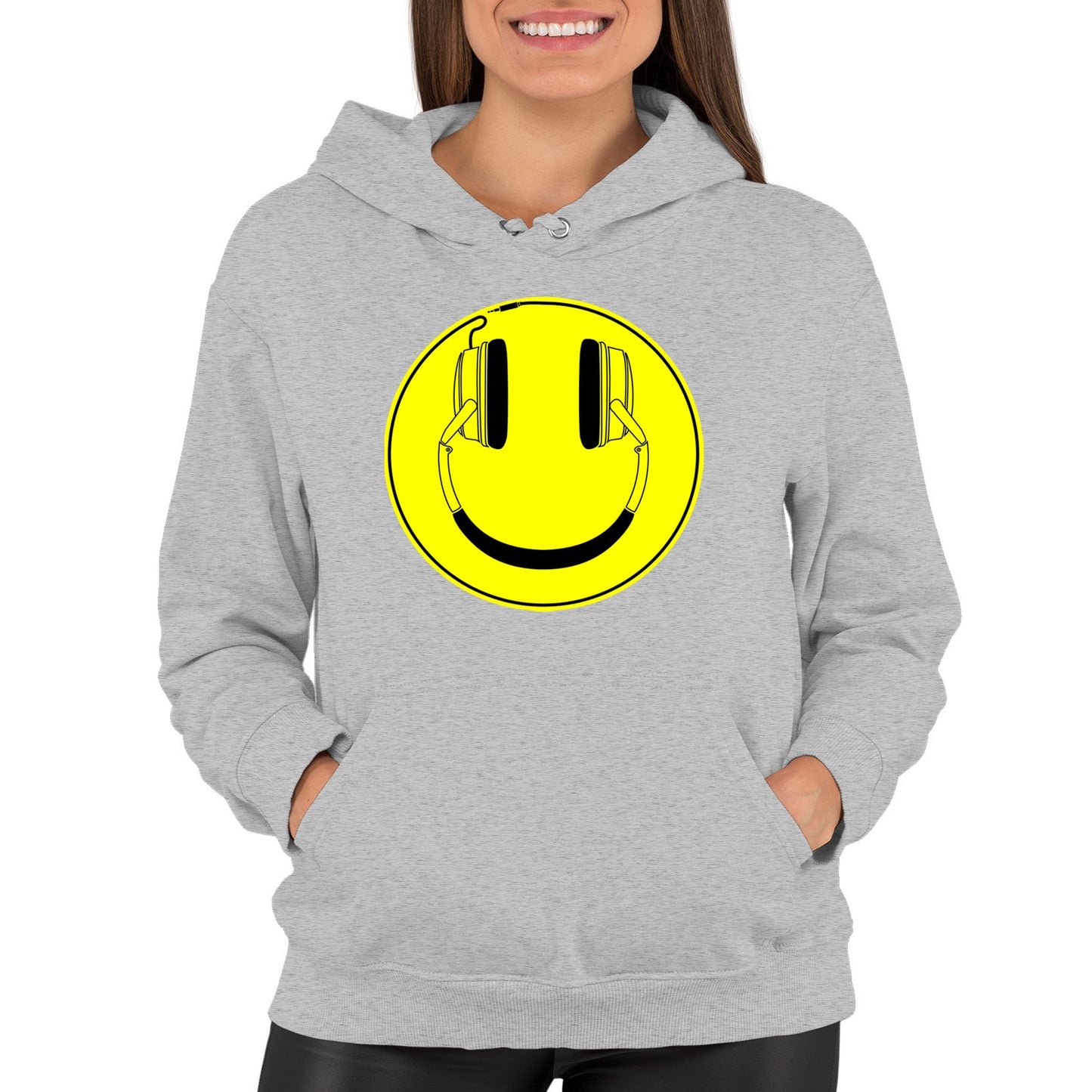 Headphones Smile Face Womens Pullover Hoodie