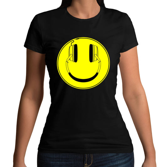 Headphones Smile Face Womens T-shirt