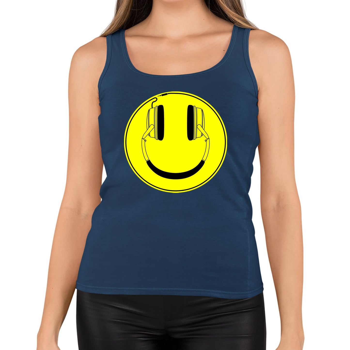 Headphones Smile Face Womens Vest