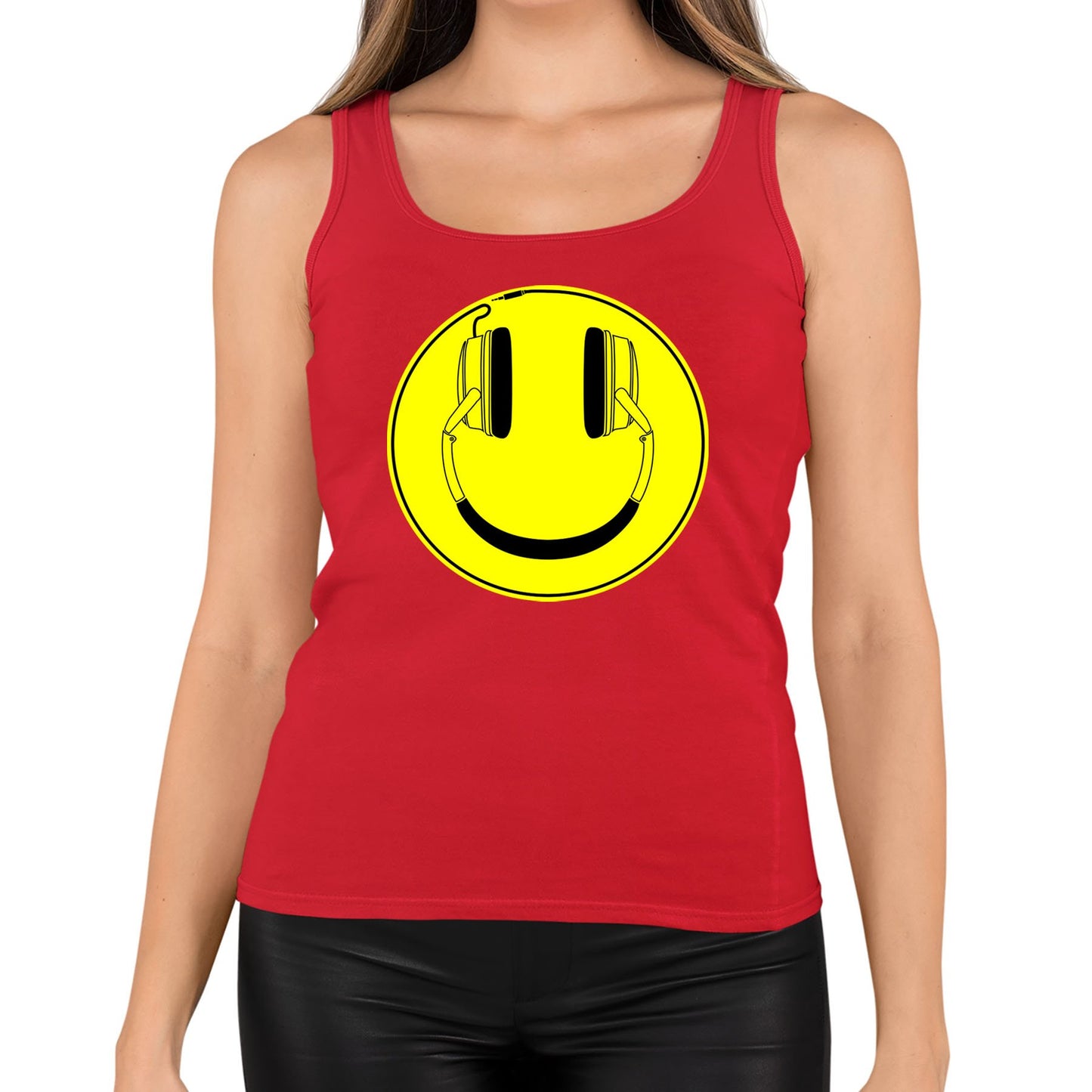 Headphones Smile Face Womens Vest