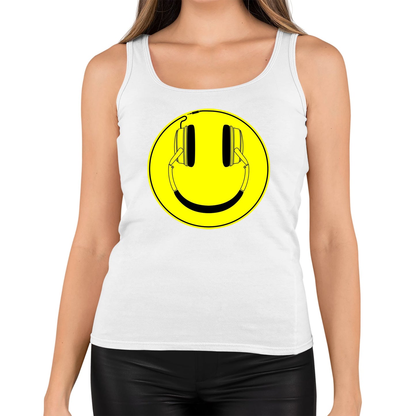 Headphones Smile Face Womens Vest