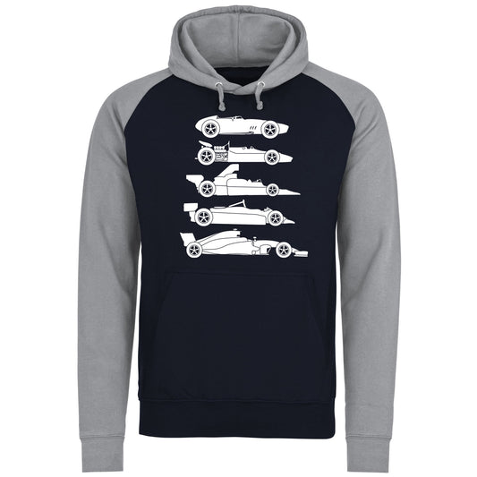 Evolution of the F1 Car Baseball Hoodie