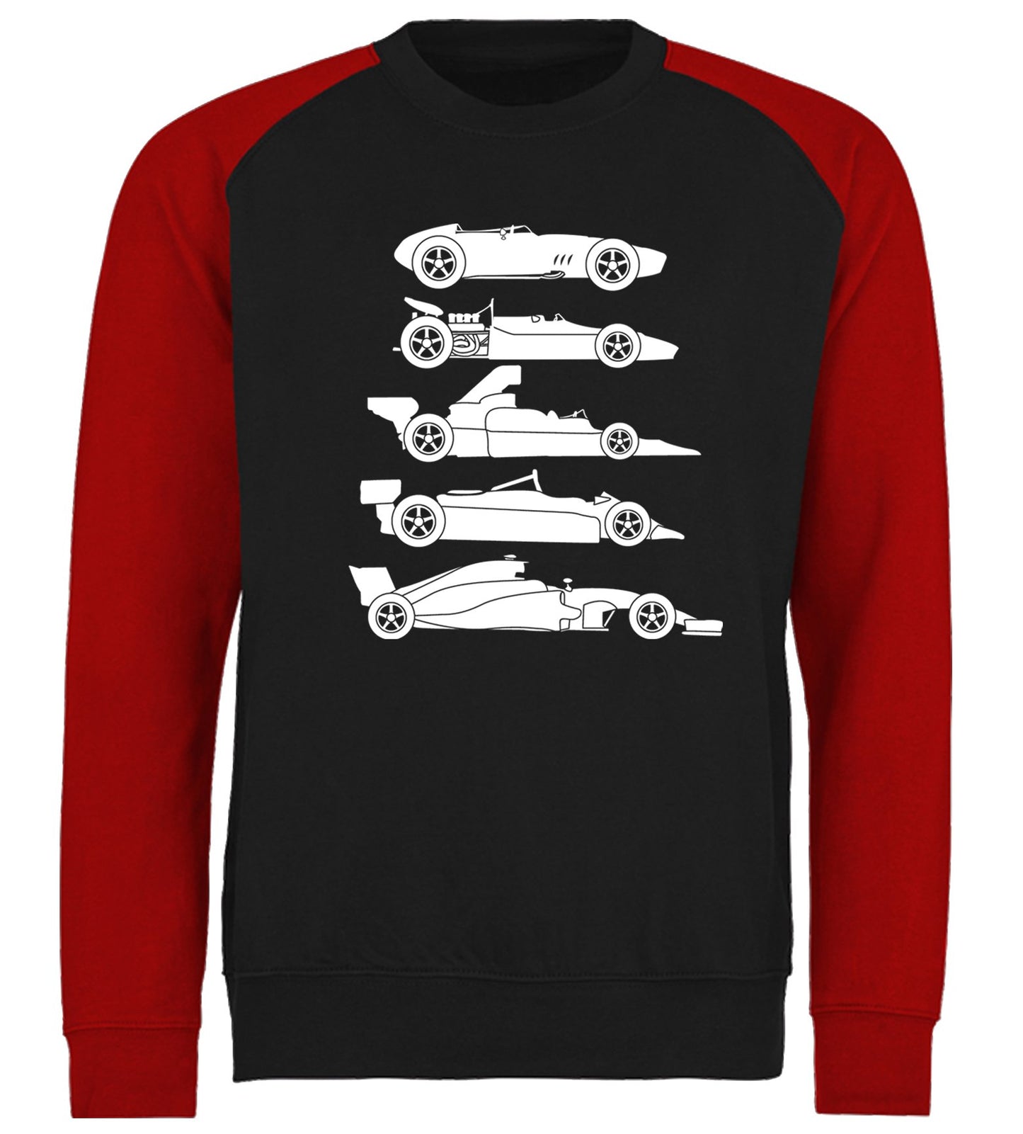 Evolution of the F1 Car Baseball Sweatshirt