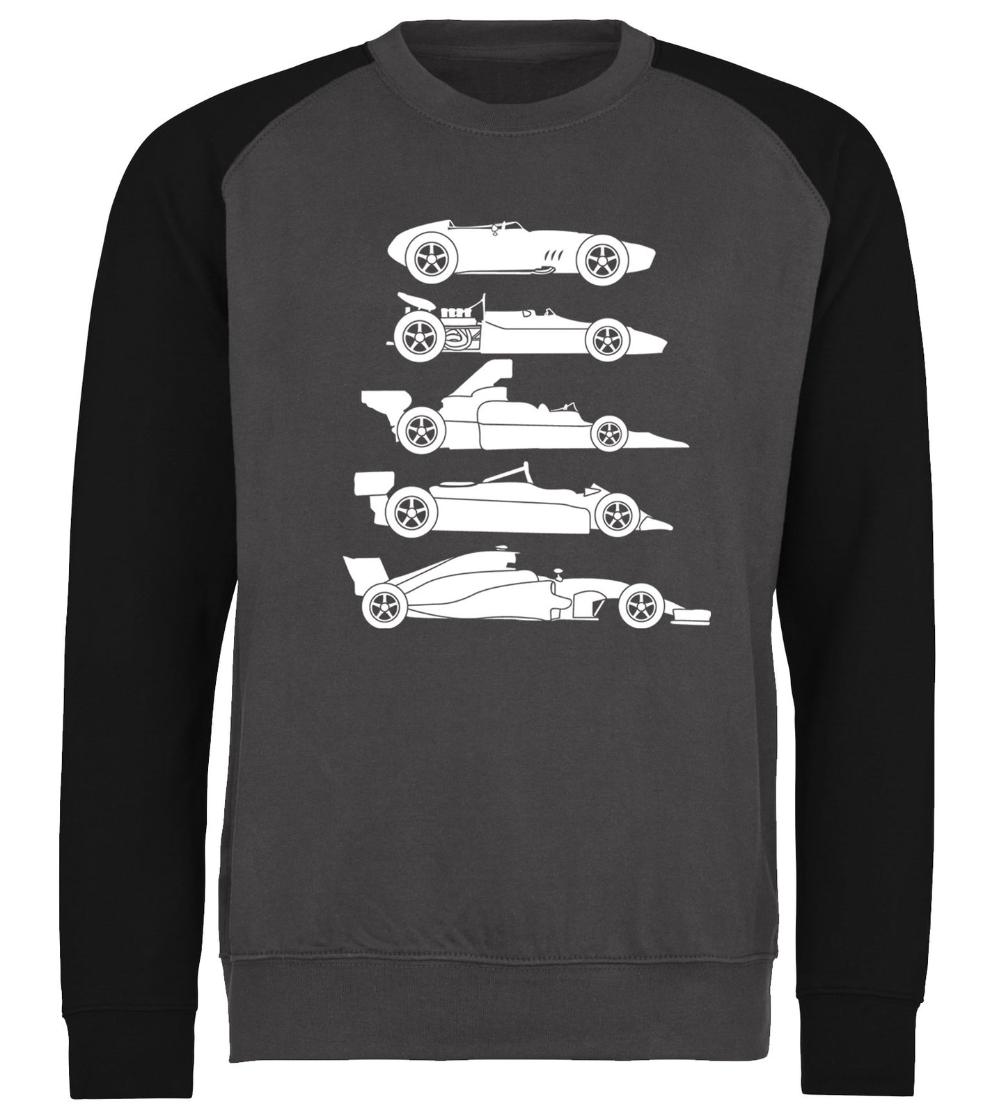 Evolution of the F1 Car Baseball Sweatshirt