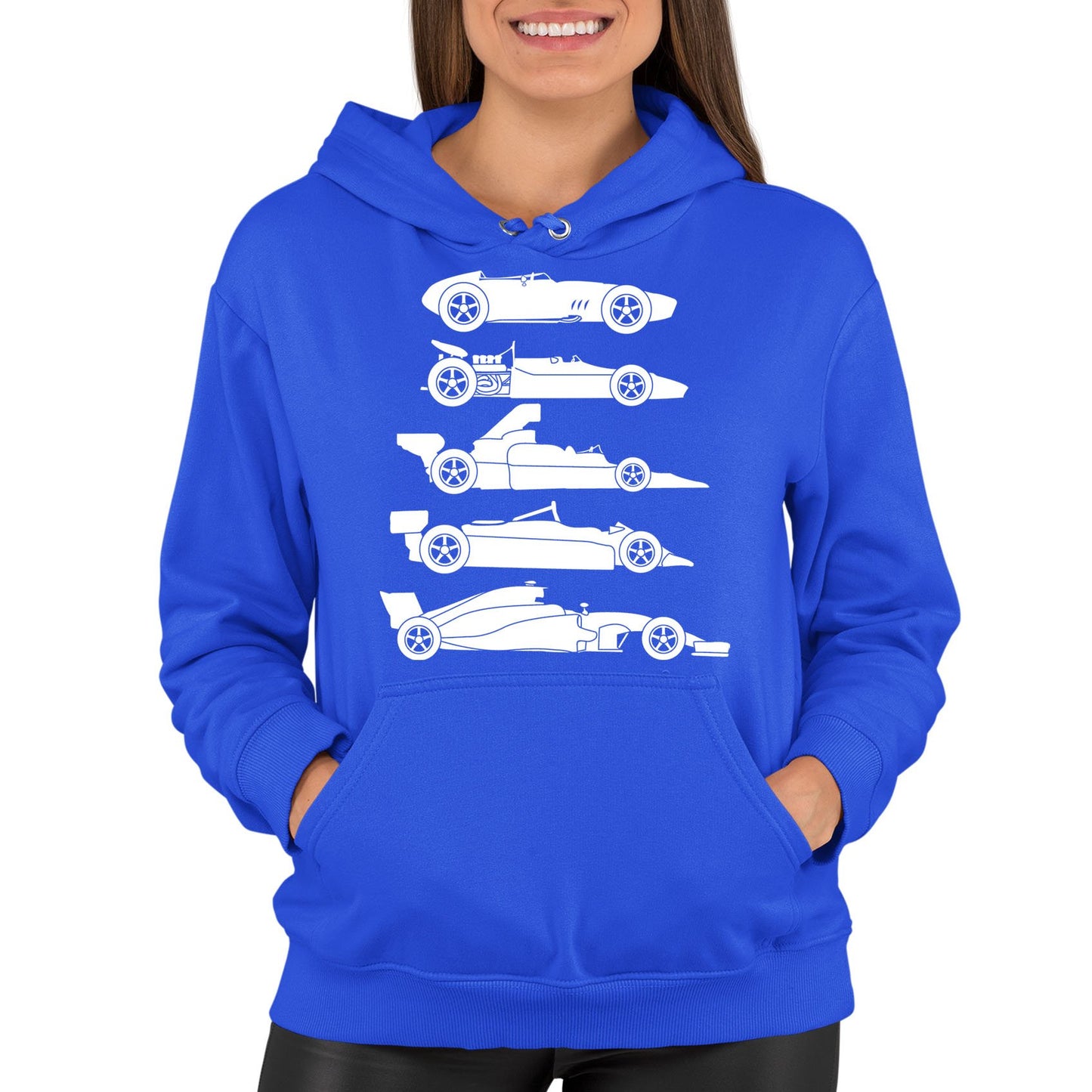 Evolution Of The F1 Car Womens Pullover Hoodie