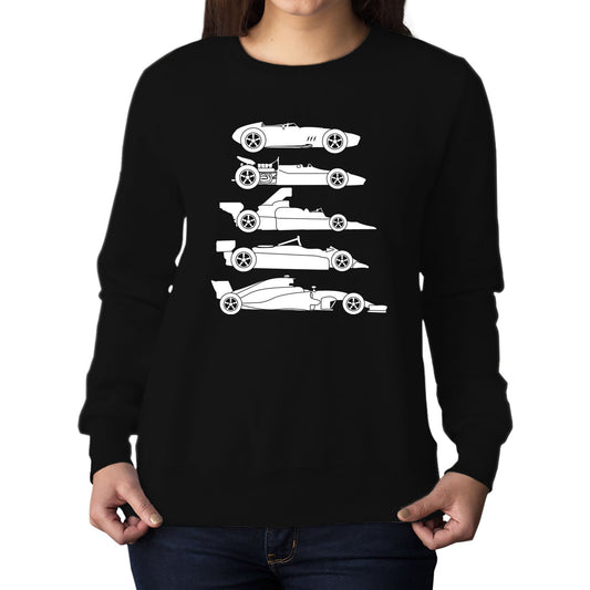 Evolution Of The F1 Car Womens Sweatshirt